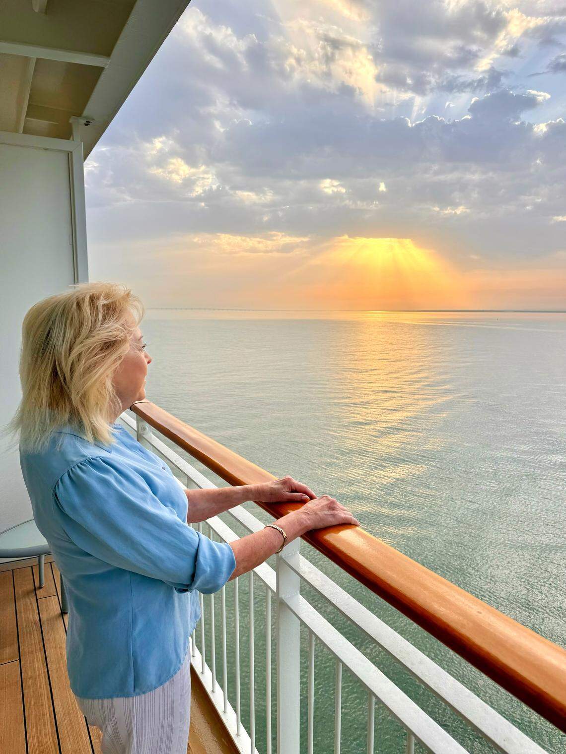 Nicole Wertheim aboard The World off the coast of Portugal in 2025. She was living aboard the residential ship en route to Polynesia when she died on April 20, 2026, at 82.