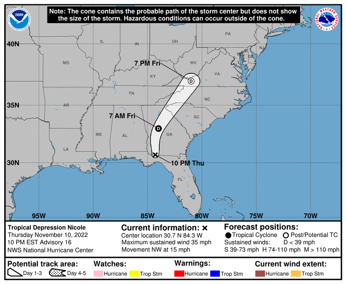 Forecasters are watching Tropical Depression Nicole