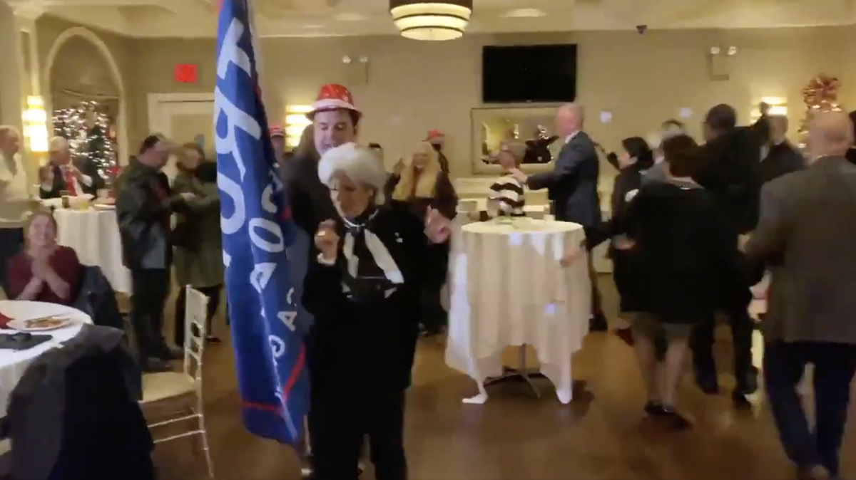 Vickie Paladino, GOP candidate for New York City Council in Queens, led the conga line at a party thrown by the Whitestone Republican Club, video shows.