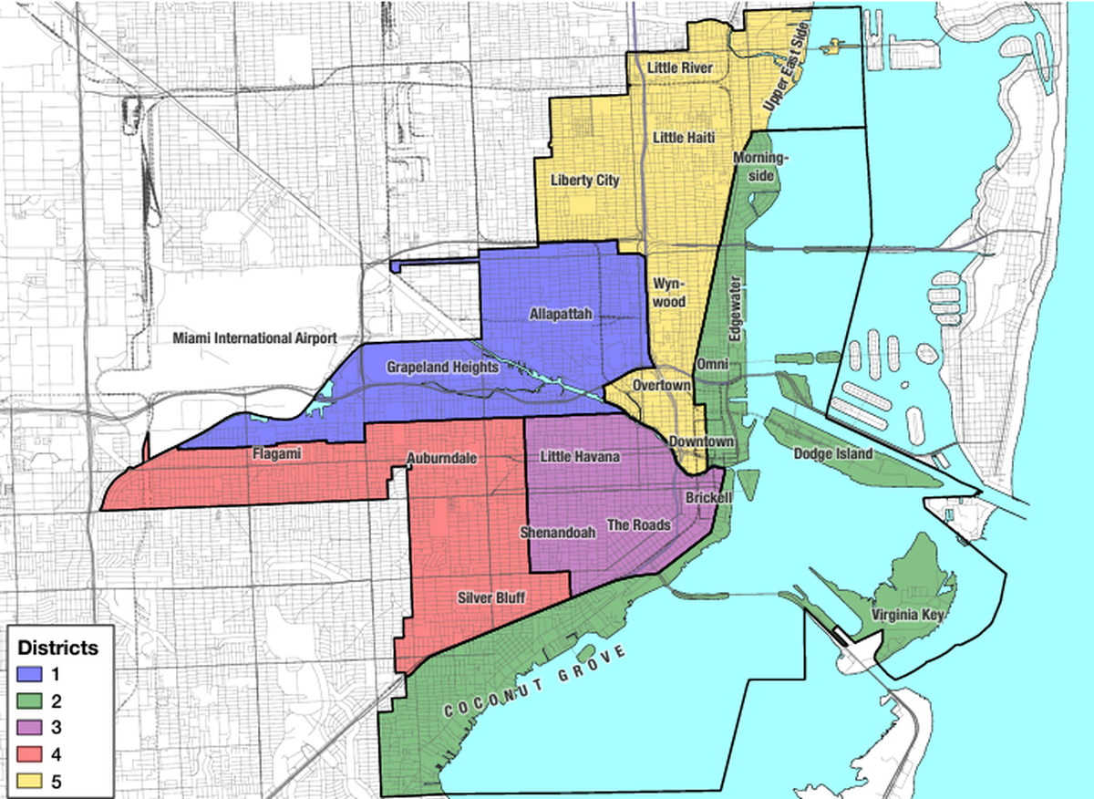 A new voting map for the city of Miami. A federal judge last month threw out the city’s previous voting map after ruling that commissioners in 2022 approved unconstitutional, racially gerrymandered district boundaries that sorted city residents by race and ethnicity.