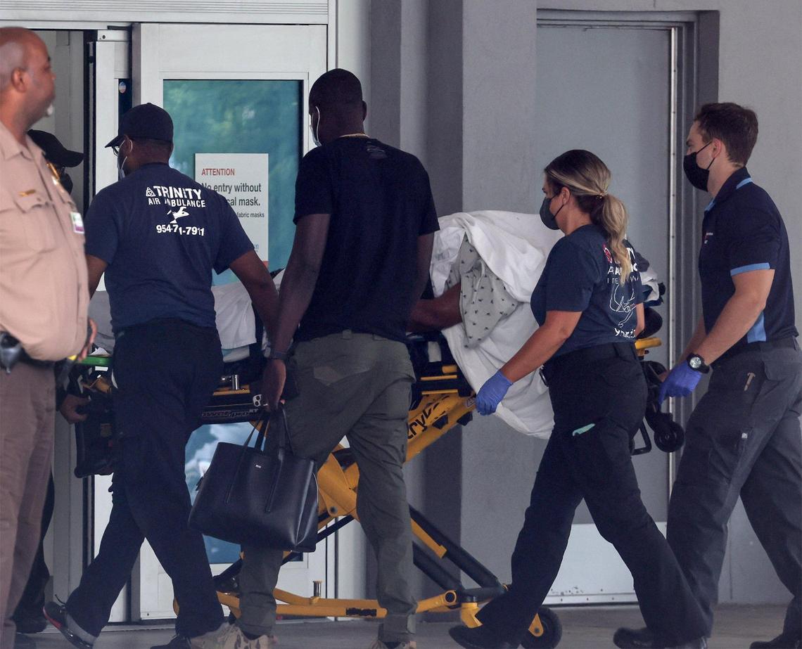 First lady of Haiti Martine Moïse arrives at Jackson Health Systems Ryder Trauma Center for treatment after being shot multiple times in an attack that killed her husband, Haitian President Jovenel Moïse. She landed at Fort Lauderdale International Airport on Wednesday, July 7, 2021.