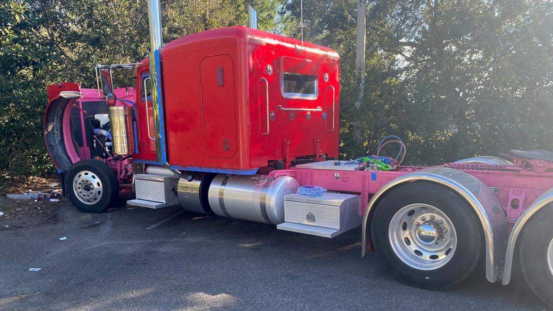 Two people from Tampa, Florida, are facing grand theft charges after being found trying to spray paint a semi-truck in a hotel parking lot, the Flagler County Sheriff’s Office reports.