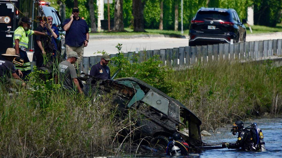 The Broward Police Department’s dive team and medical examiner worked the scene, located at 10151 SW 1st St in Plantation, where a car was found in a canal with skeletal remains of adults and children on Sunday, August 11, 2024.
