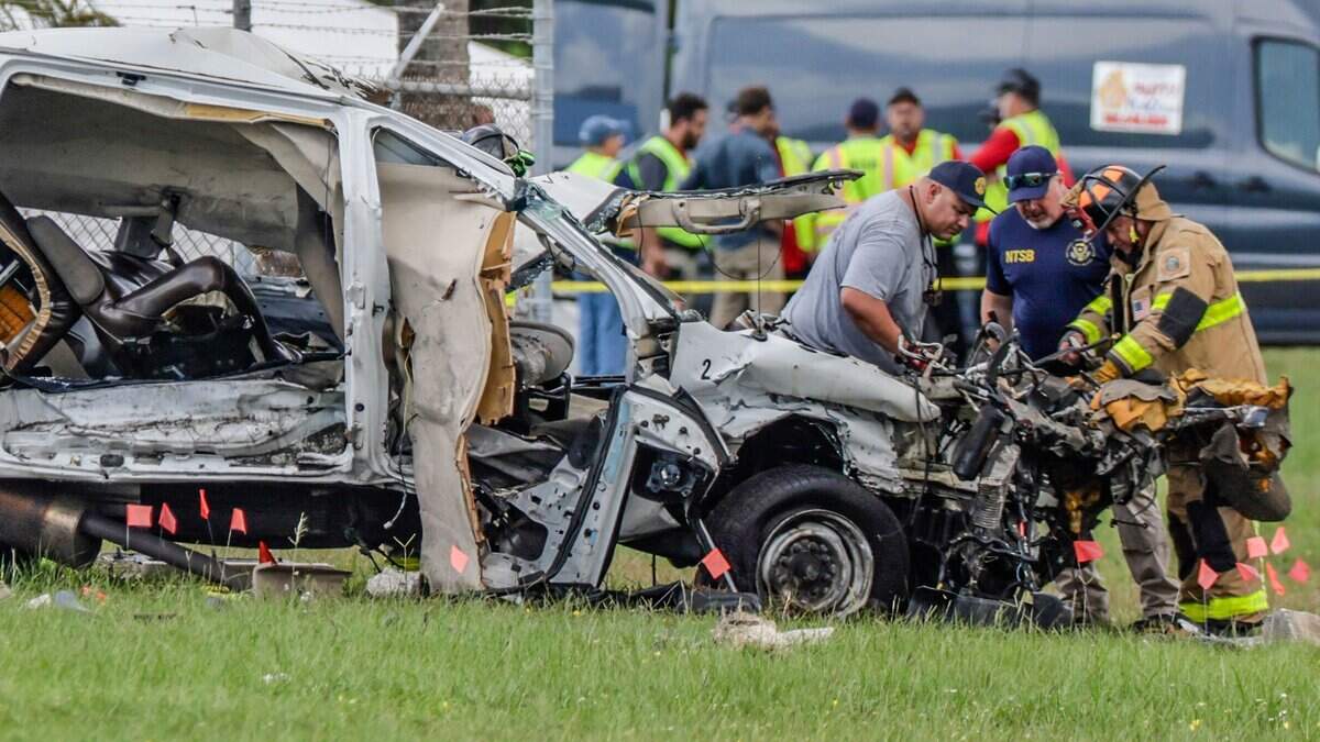Investigations continue at the plane crash scene on Tuesday, Sept. 8, 2026, after an Amazon Prime Air Boeing 767 crashed off a runway, west of Miami International Airport in Miami on Sunday.
