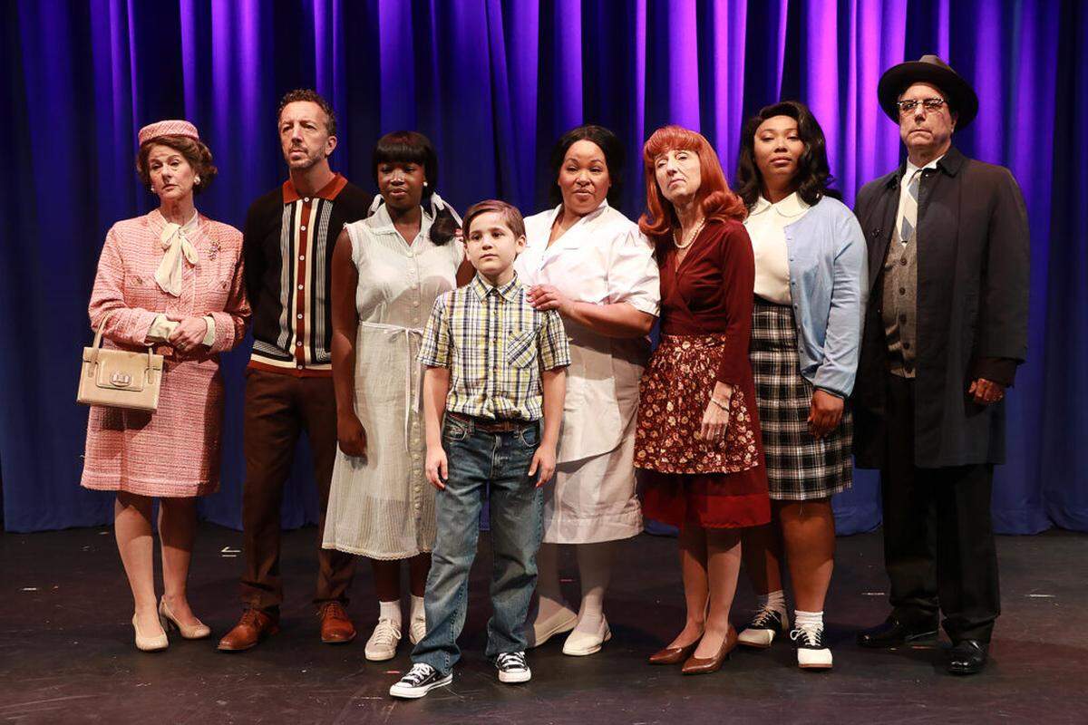 Patti Gardner, Brian Golub, Cassidy Joseph, Franco Kiglies, Kareema Khouri, Jeni Hacker, Annaya Charlicia and Peter Tedeschi play characters with clashing lives in “Caroline, or Change” at the Miracle Theatre, Coral Gables.
