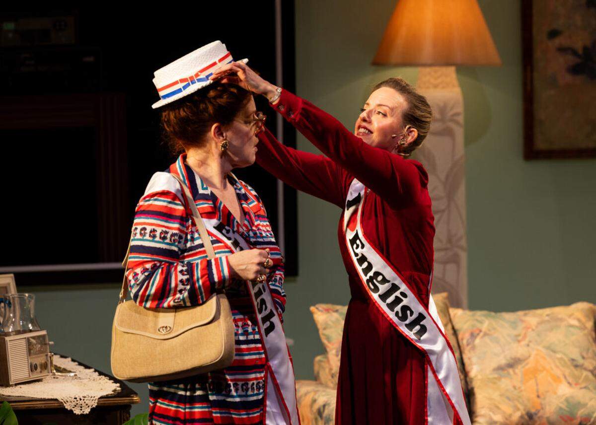 Linda Mugleston and Linda Laura Faye Smith play anti bilingualists in “English Only,” the new world premiere at Miami New Drama through Sunday, Feb. 22.
