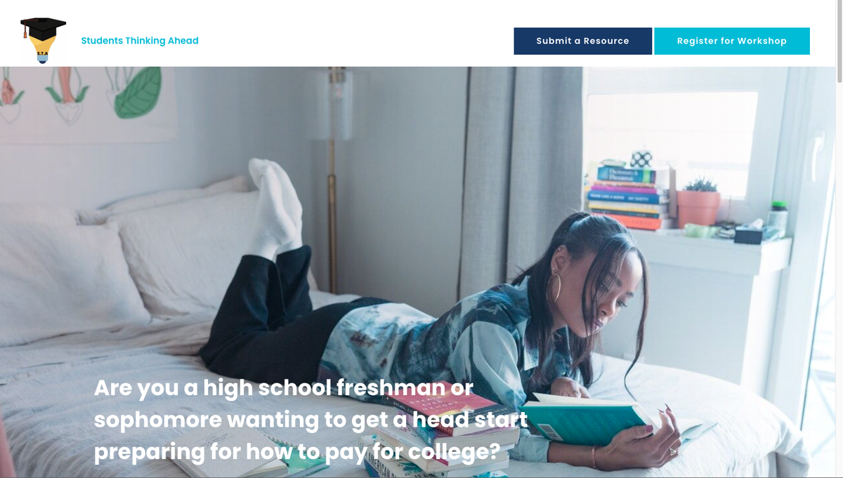 The studentsthinkingahead.com site that is at the heart of Jauntre’ Gray’s Gold Award project.