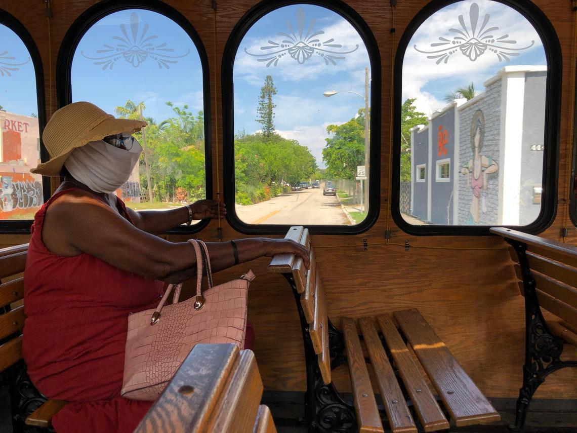 Many commuters take advantage of the free trolley service that loops around Miami neighborhoods.