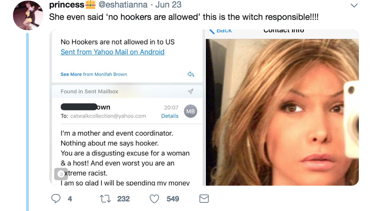 Screenshots posted on Moesha Bennett’s Twitter account show what appear to be emails sent from Miami Beach condo owner Giulia Ozyesilpinar. Bennett said Ozyesilpinar harrassed her friend with racist messages calling her the n-word and a monkey.