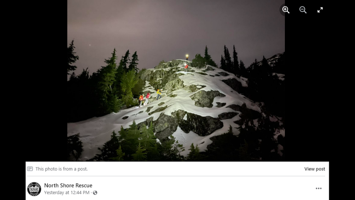 A hiker was found after a nine-hour rescue effort in Canada, officials said.