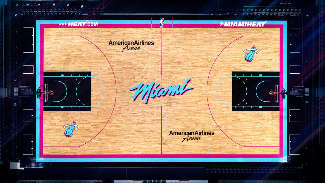 Miami Heat unveil Vice-themed basketball court | Miami Herald