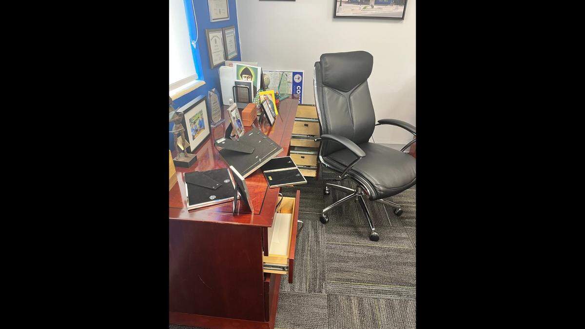Miami Police released this picture of a desk in Commissioner Manolo Reyes’ office as it was found Monday morning after a reported break-in.