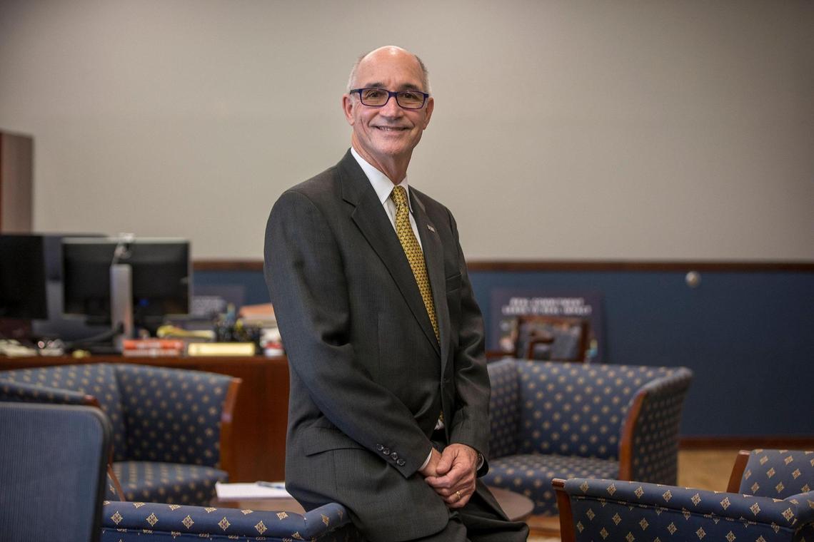 FIU Interim President Kenneth Jessell, in his office after talking with Miami Herald reporter Jimena Tavel, at the FIU Modesto Maidique Campus in Miami on Thursday, March 10, 2022.