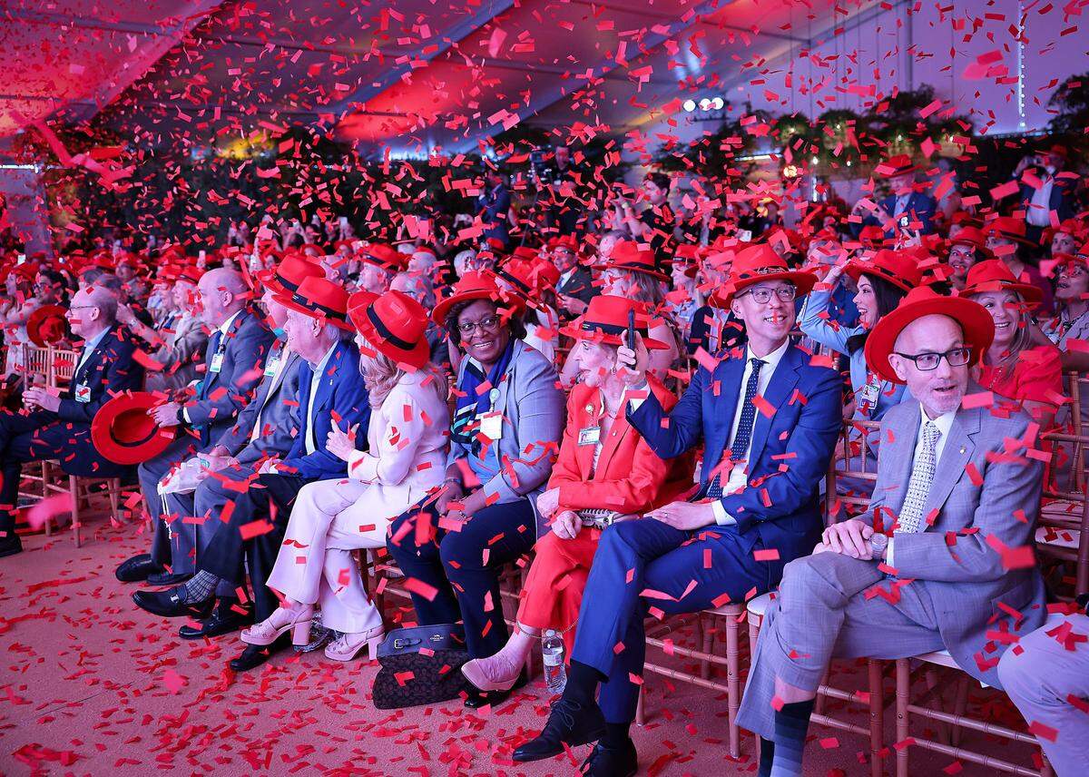 Red confetti falls as a birthday cake is brought out to celebrate Dr. Herbert Wertheim's birthday, marking the conclusion of the event honoring his historic philanthropic gift to Baptist Health.Baptist Health South Florida and the Baptist Health Foundation announced the largest single philanthropic gift in the organization's 66-year history from Dr. Herbert Wertheim during a celebration of the donation and Wertheim's upcoming birthday at Baptist Health in Kendall, Wednesday, May 20, 2026, in Miami, Florida.Attendees donned red hats-a signature of Dr. Wertheim-in tribute to his visionary philanthropy and in recognition of his lasting impact on the Baptist Health and FIU. 