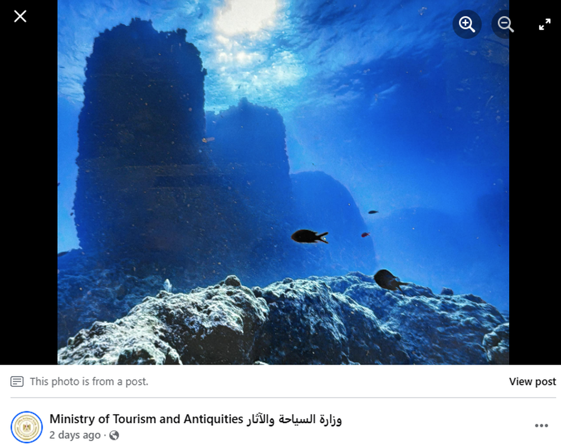 Portions of the temple are submerged in the Mediterranean Sea.