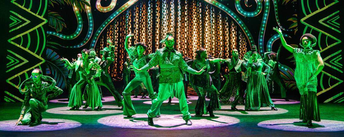 The ensemble of the North American touring company of the Broadway revival of “The Wiz” performs the Emerald City scene. The cast includes Miami native Amitria Fanae’ and Fort Lauderdale’s Kameren Whigham. The show opens at the Adrienne Arsht Center for the Performing Arts on Tuesday, Oct. 7, 2025.