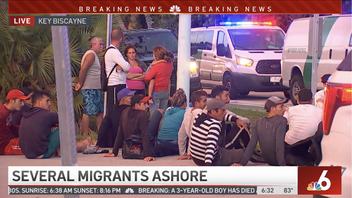 25 migrants from Cuba come ashore on Key Biscayne. One hospitalized for dehydration