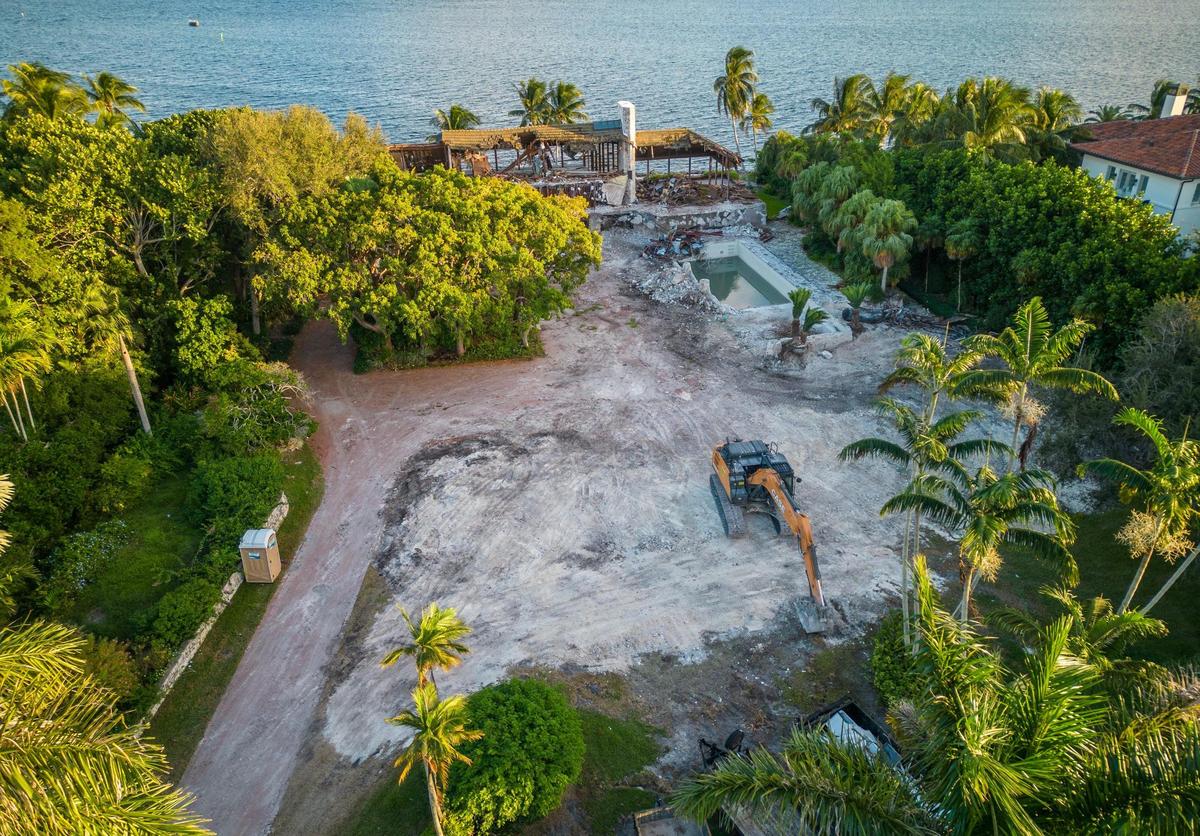 Another drone photo shows the partially demolished Coral Gables house, which was widely regarded as a modern design masterwork.