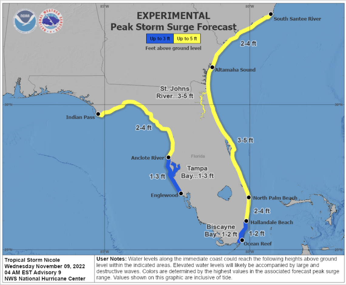 Much of Florida’s east coast and parts of the west coast are under storm surge watches and warnings.