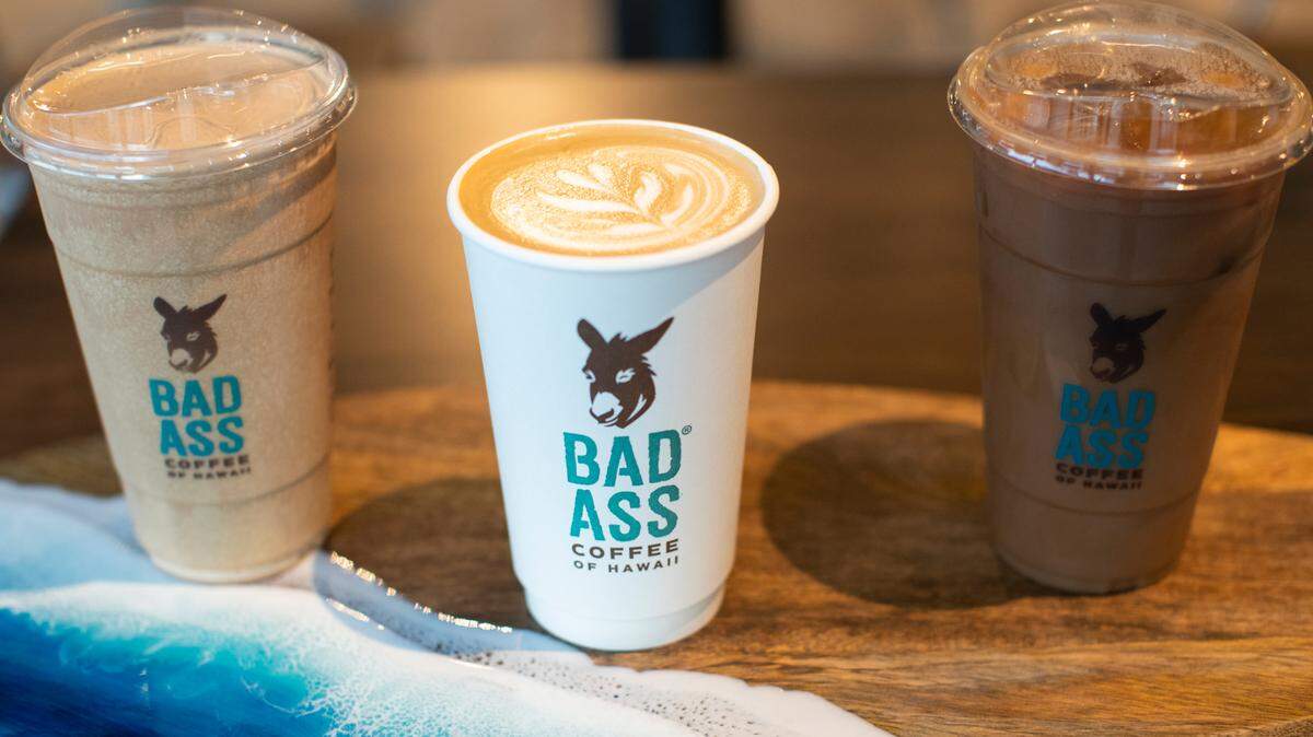 A cup of coffee is seen at Bad Ass Coffee in Lexington, Kentucky, on Oct. 27, 2021. The chain is opening a store in Orange Beach, Alabama, which is creating pushback from city leaders.