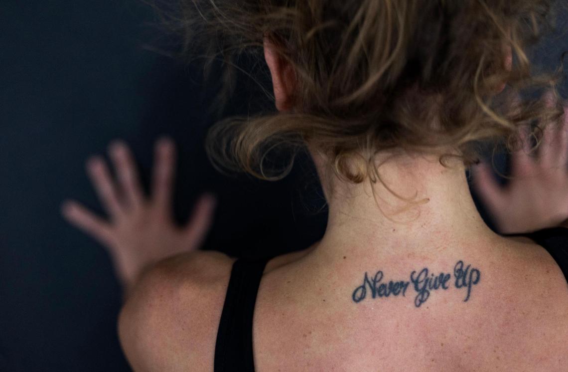 Mila Puletti does pushups at the end of a class at the Miami Circus Arts Center on July 12, 2023, in Miami, Fla. “When I finally found a way of [practicing circus arts], I’m like - I’m deeply and completely in love with it. It just fulfills my soul.”