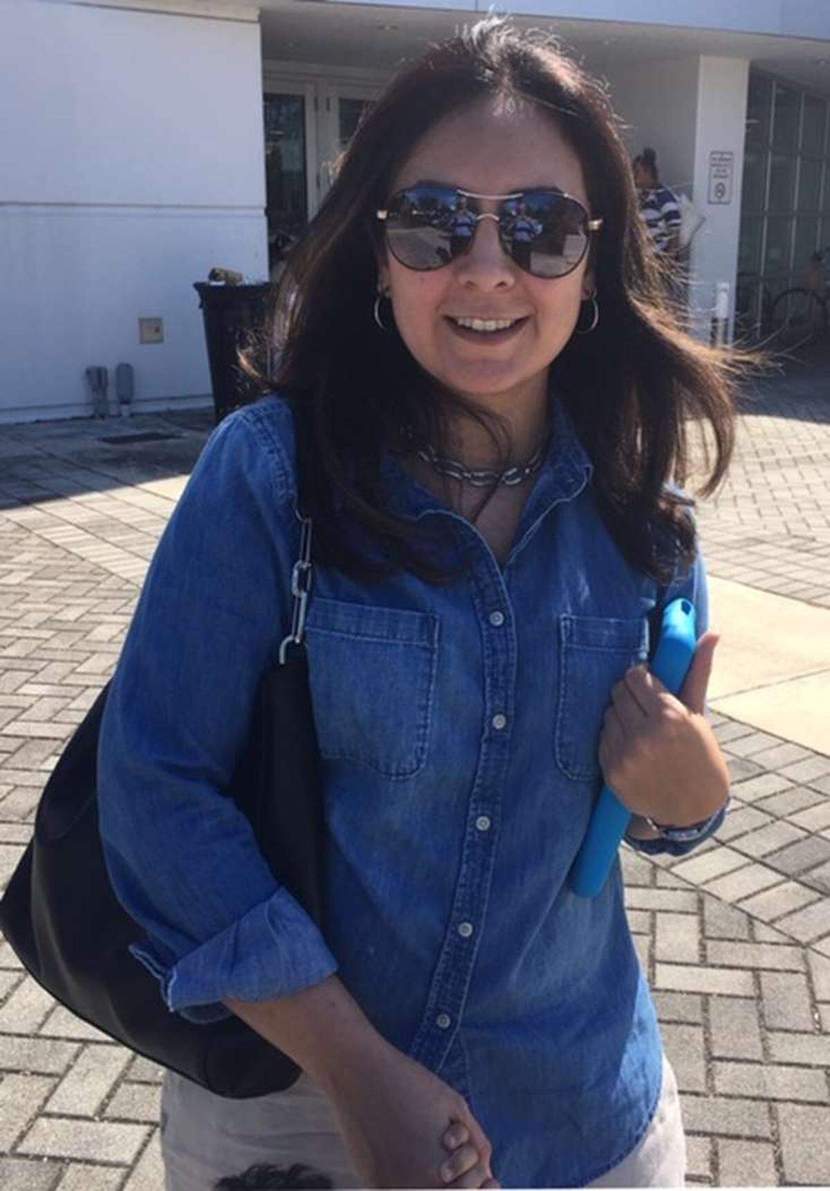 Paula Aguilar voted early in Broward County on Sunday.