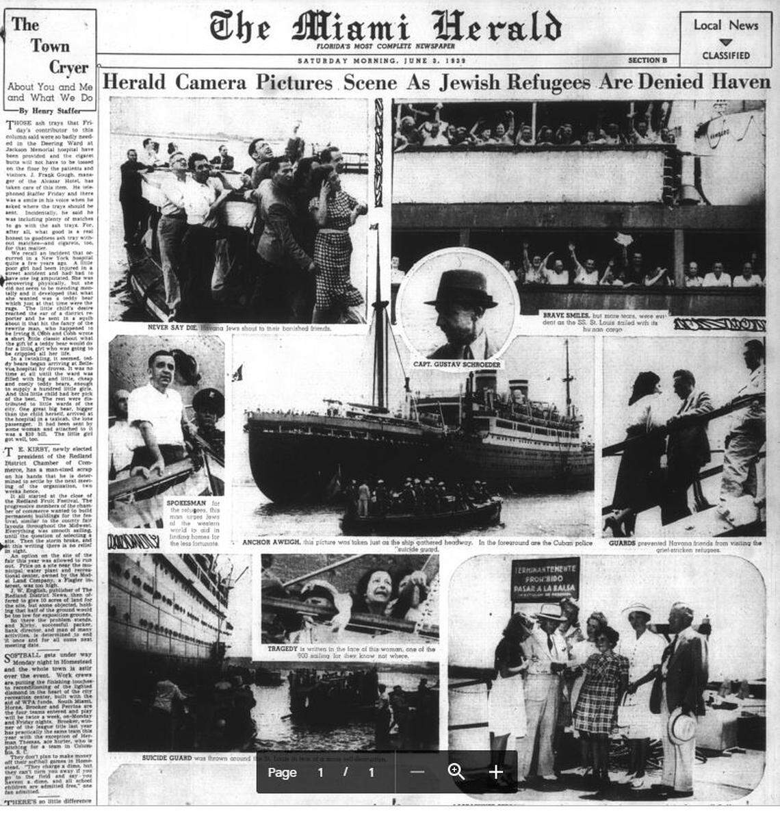 A front page of the Miami Herald at the time.
