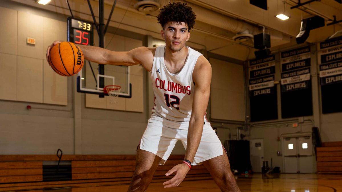 Columbus basketball player Cameron Boozer (12) earned Gatorade National Player of the Year honors this season while leading the Explorers to state and national titles.