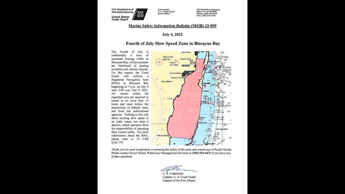 Fourth of July Slow Speed Zone in Biscayne Bay