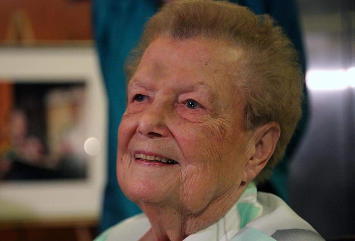 Sister Jeanne O’Laughlin was honored at a tribute event, “The Power Nun,” for her years of spiritual, educational and immigration-related guidance in the South Florida community. The event was held at the Miracle Theatre in Coral Gables on May 19, 2015.