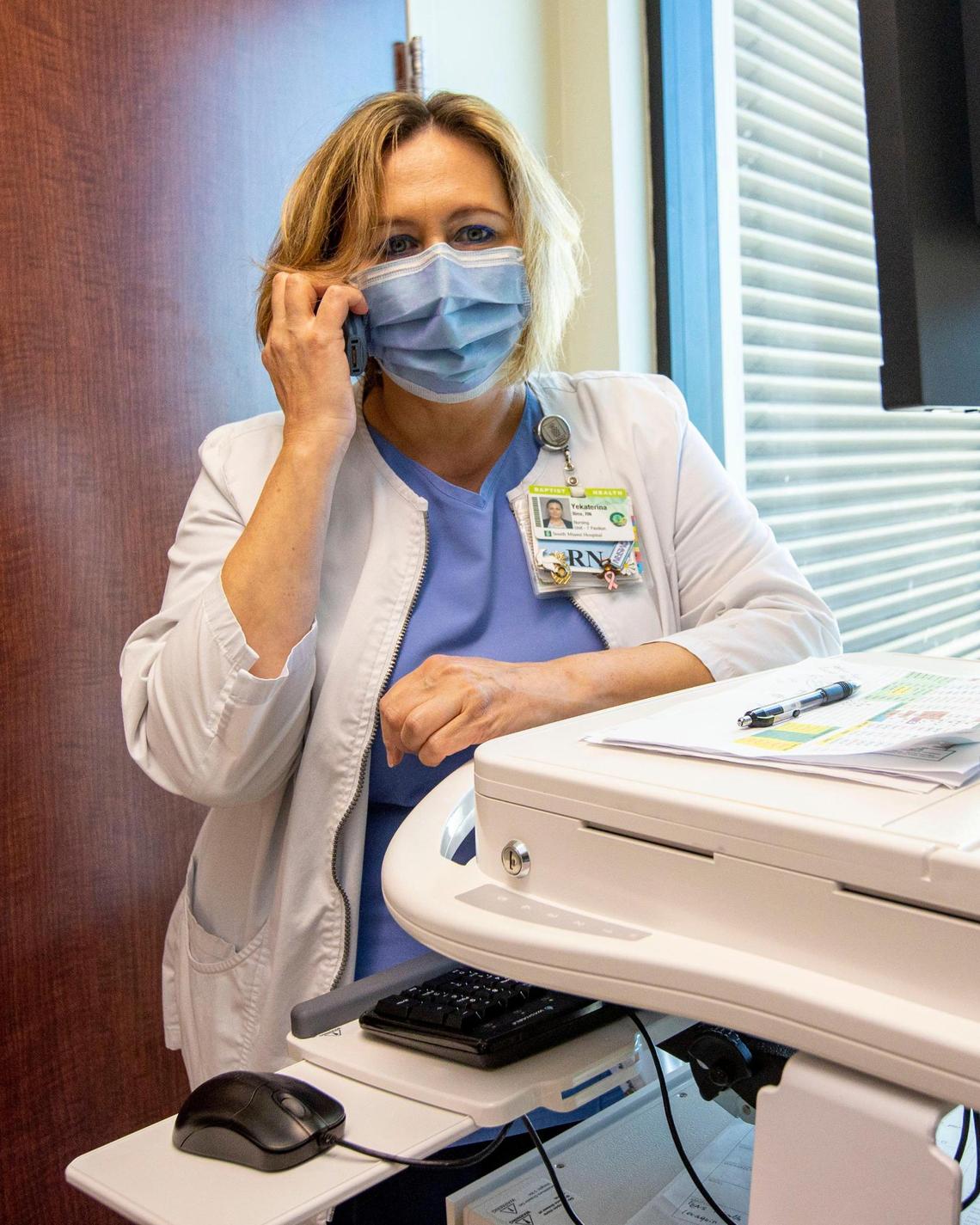 Yekaterina Ilina was a stage actress at Actors’ Playhouse at the Miracle Theatre in Coral Gables before becoming a registered nurse at Baptist Health’s South Miami Hospital. She cares for patients before and after surgery.