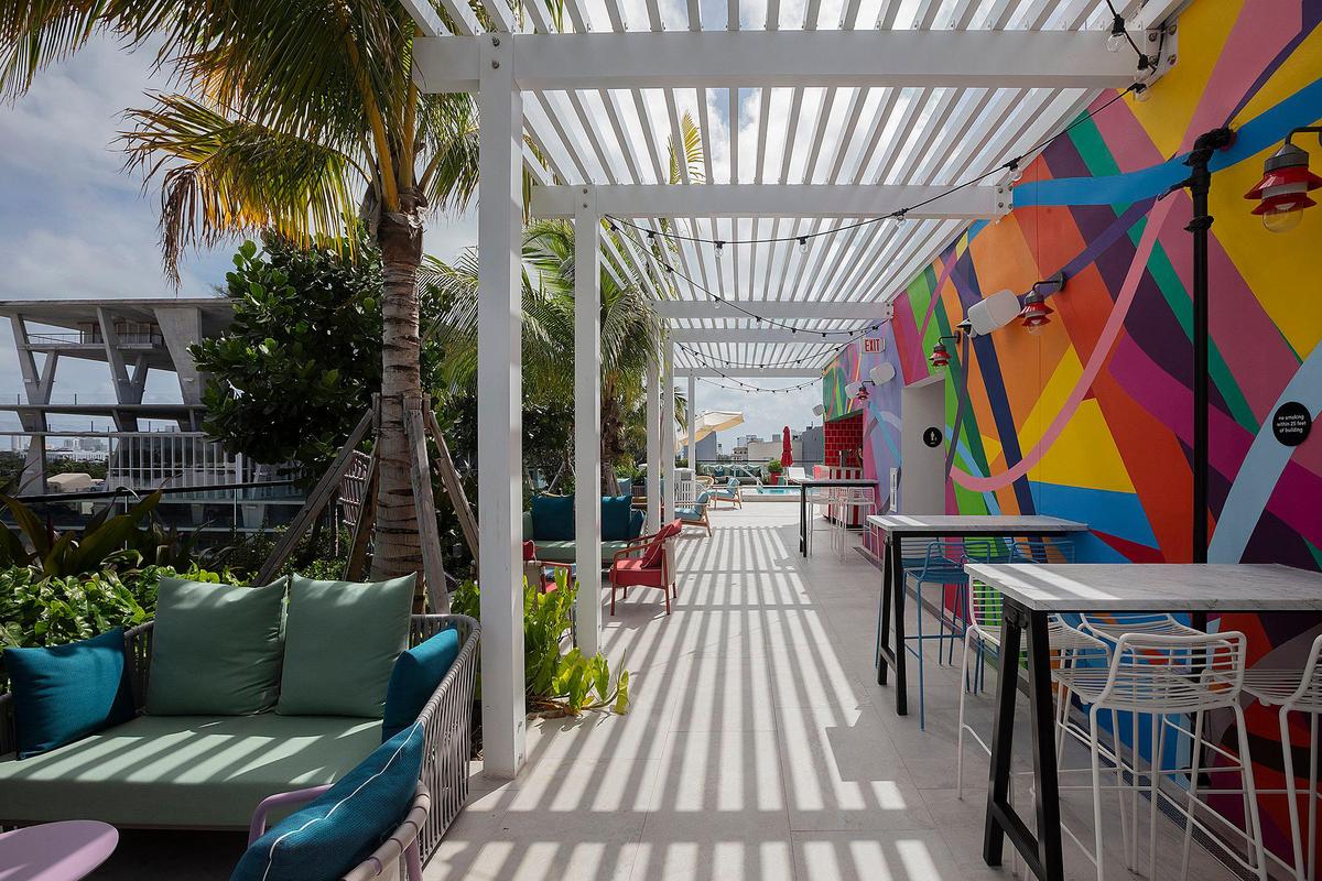 Terrace at citizenM Hotel in Miami Beach; 1200 Lincoln Rd., Miami Beach on Thursday September 5., 2024.