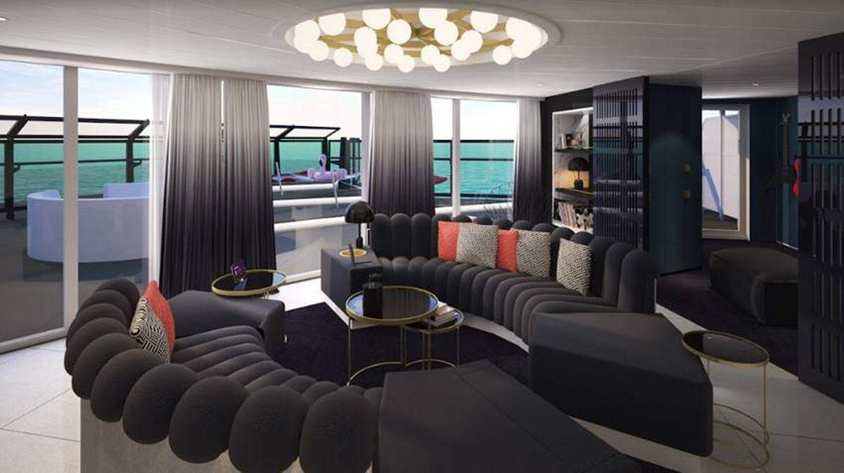 London-based Tom Dixon’s Design Research Studio crafted the rooms aboard The Scarlet Lady cruise ship.