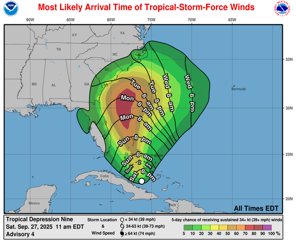 Florida podría comenzar a sentir los vientos de la que pronto será Imelda en la noche del domingo.