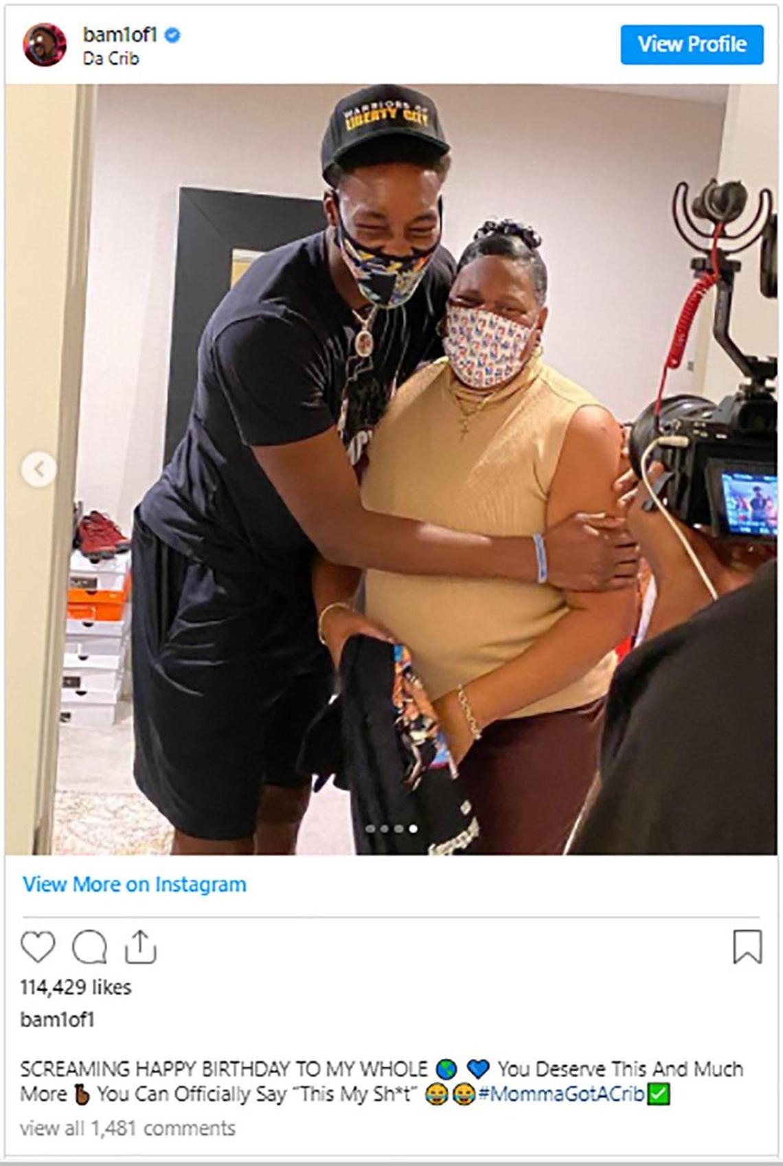 Miami Heat’s Bam Adebayo’s posted on Instagram, photos of the moment he surprised his mother with this caption Sunday night: “SCREAMING HAPPY BIRTHDAY TO MY WHOLE [world and heart]. You Deserve This And Much More.”