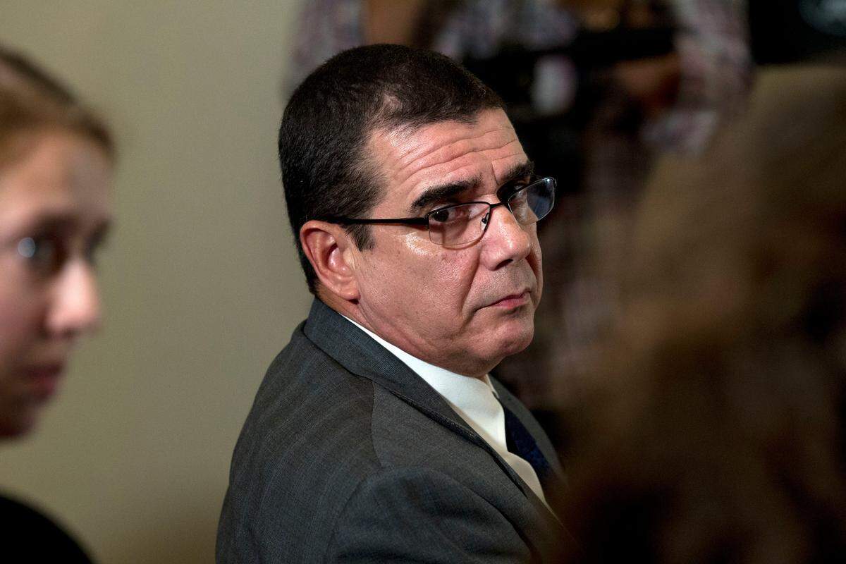 Cuba’s Ambassador to the United States Jose Ramon Cabanas attend a news conference about the mystery attacks on diplomats in Cuba.