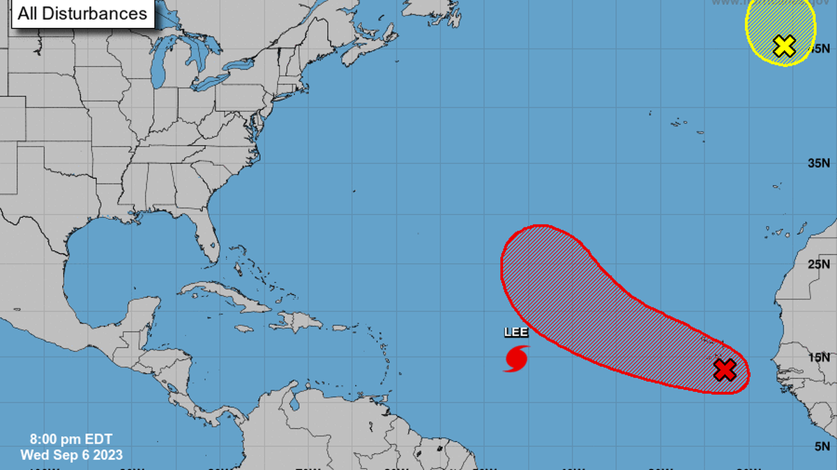 The National Hurricane Center was tracking Hurricane Lee and two other tropical systems in the Atlantic Ocean on Wednesday, Sept. 6, 2023.