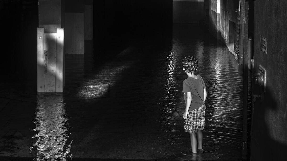 Image of a garage swamped by water is part of photographer Anastasia Samoylova’s “FloodZone” series.