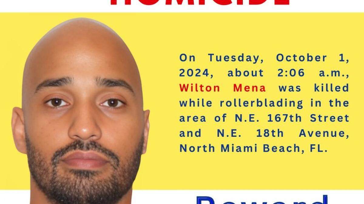 Miami-Dade CrimeStoppers had offered a reward for information about the killing of Wilton Mena, who was shot on Oct. 1, 2024. North Miami Beach police said they arrested the shooter on Thursday, March 12, 2026.