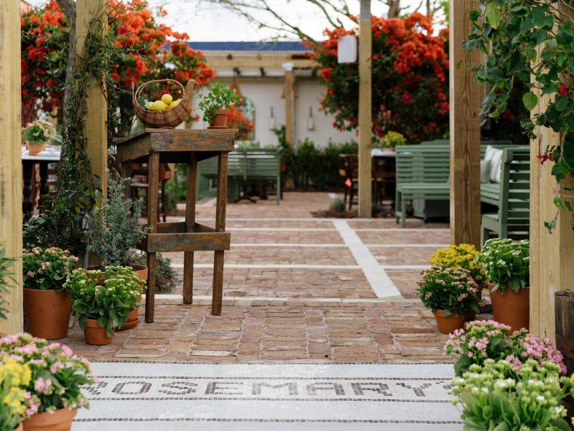 The entrance to the new Italian restaurant Rosemary’s in Wynwood.