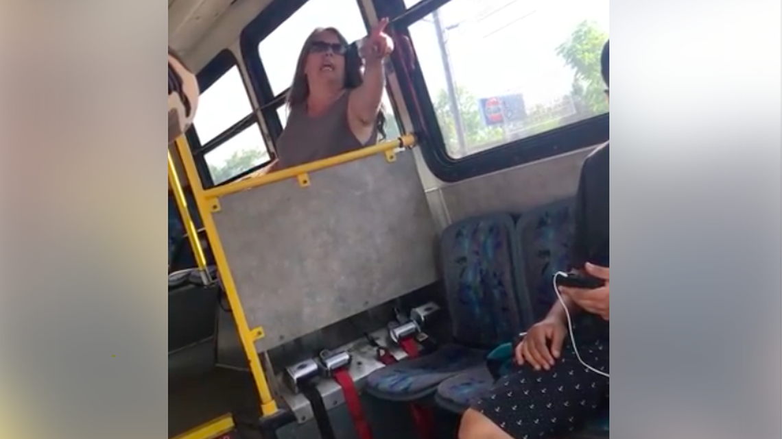 Anne Marie Messiano was arrested and charged with disorderly conduct after videos were posted on Facebook of her allegedly screaming obscenities on a bus. The behavior was condemned by officials.