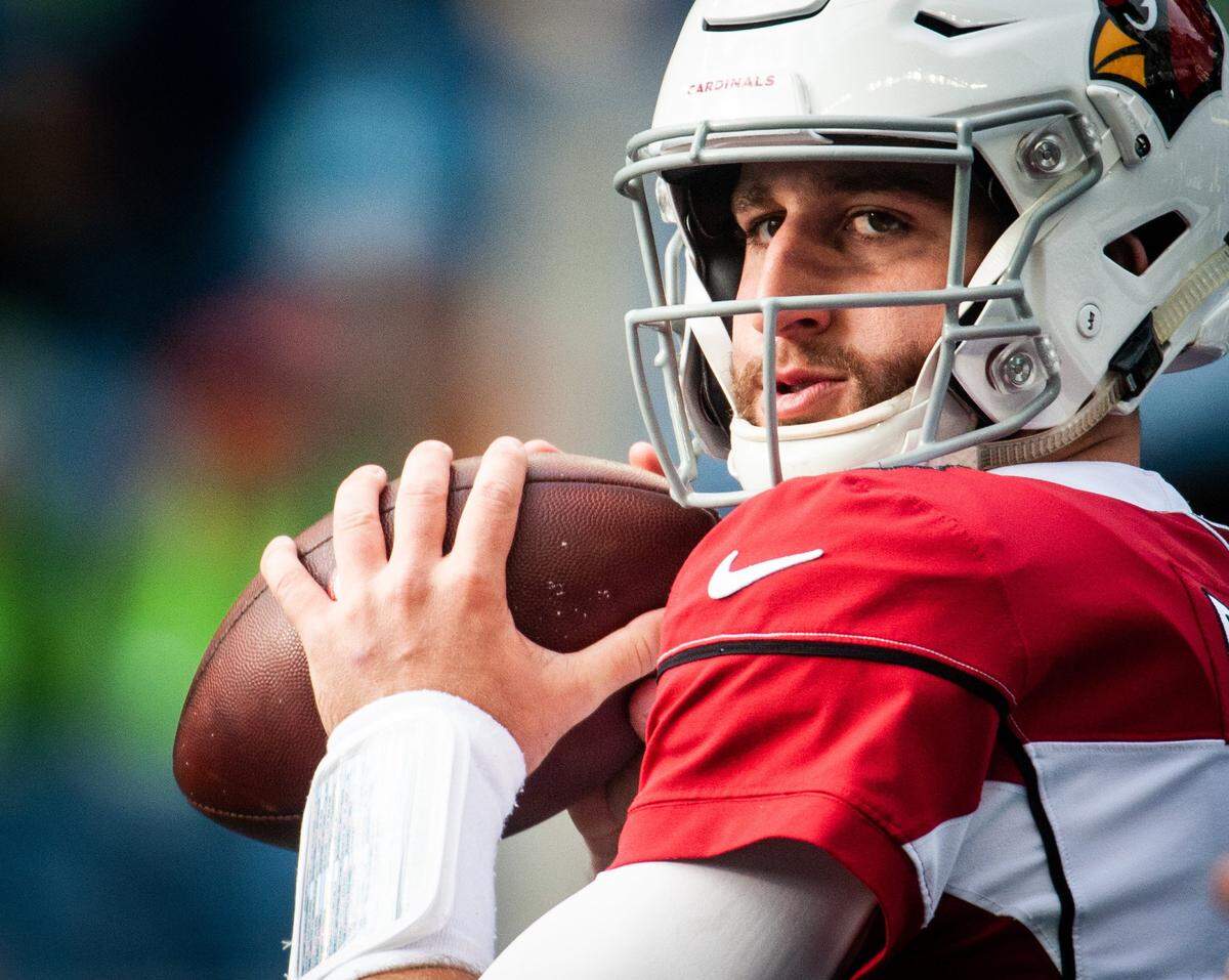 Cardinals quarterback Josh Rosen during pregame warmups. The Seattle Seahawks played the Arizona Cardinals in a NFL football game at CenturyLink Field in Seattle, Wash., on Sunday, Dec. 30, 2018.