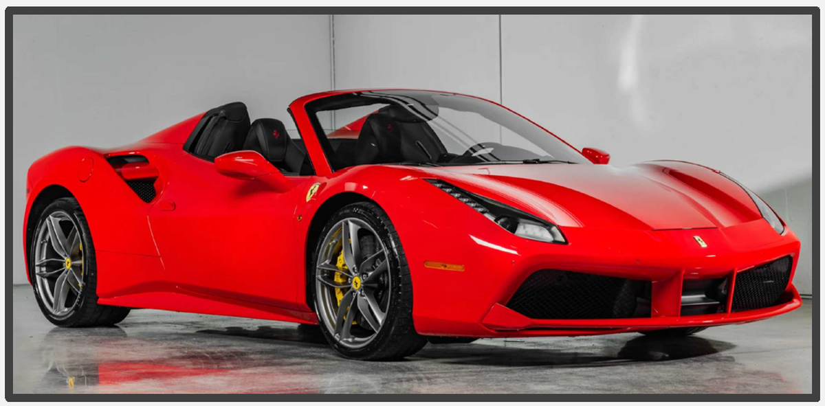 The 2018 Ferrari Spider seized in forfeiture.