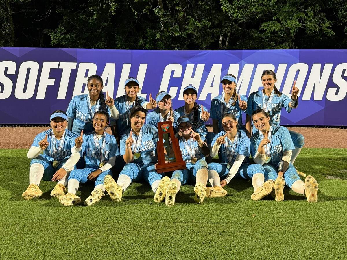 Somerset Silver Palms’ softball team holds the Class 3A state championship trophy after beating Eustis on Thursday night at Longwood, Fla.