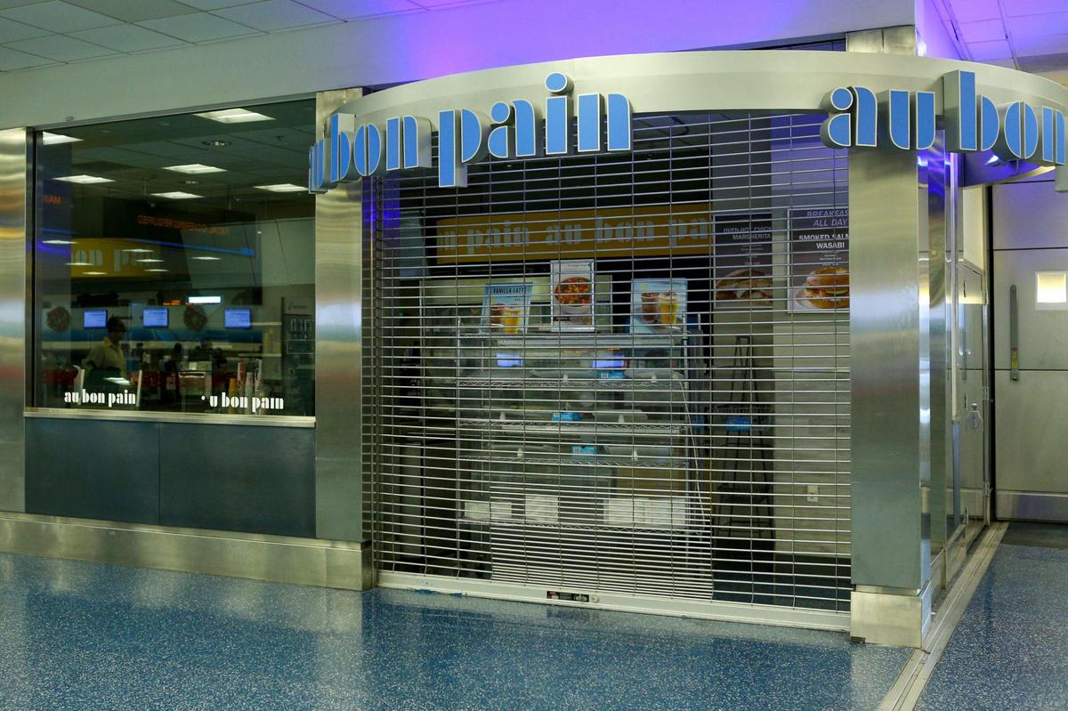 A closed Au Bon Pain in Miami International Airport in Miami, Florida, on Monday, Nov. 22, 2021.