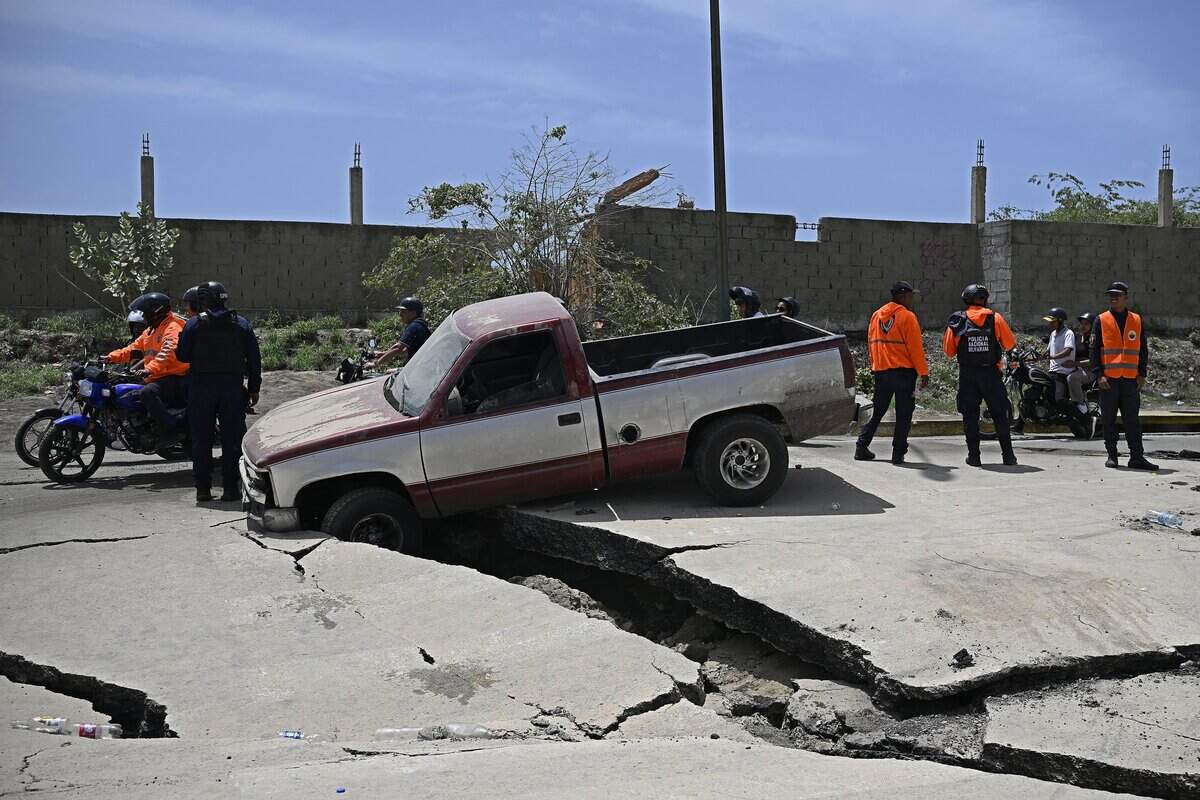 Damage in Los Corales, La Guaira state, Venezuela, is seen on June 25, 2026.