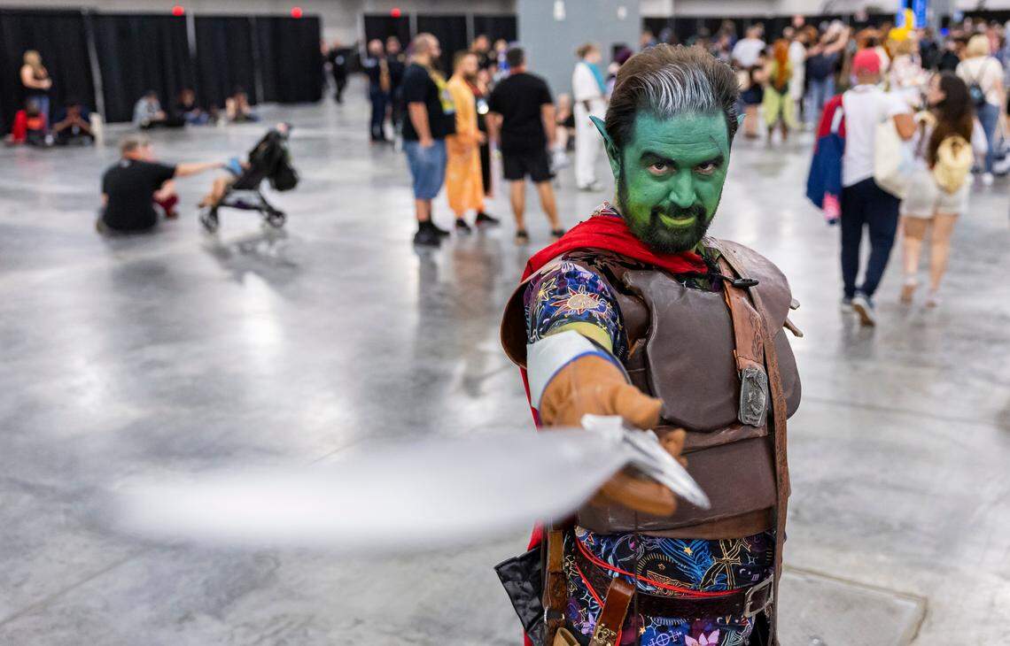 Nicholas Sanzone, 40, cosplays as Fjord Stone from Critical Role during Florida Supercon 2024 at the Miami Beach Convention Center on Saturday, July 13, 2024, in Miami Beach, Fla.