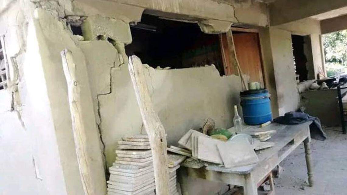 A 6.8 magnitude earthquake damaged a home in the eastern province of Granma, Cuba, on Sunday, Nov. 10, 2024.