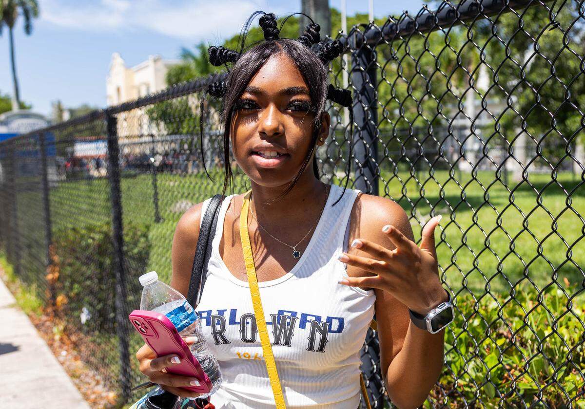 Nola Lordeus was frustrated with how long she had to wait in line to pass through her high school’s new metal detectors. She’s a junior at Fort Lauderdale High.