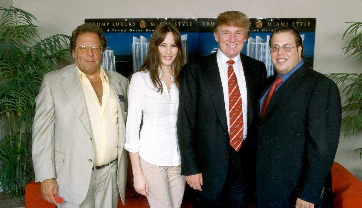 In 2002, Donald Trump and Melania with father and son developers Michael and Gil Dezer in Sunny Isles Beach.